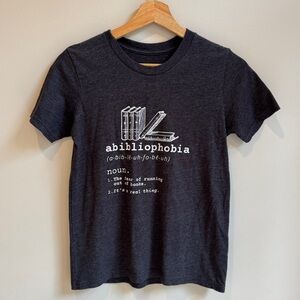 Custom Graphic Tshirt Book Lover Youth Large Heathered Gray